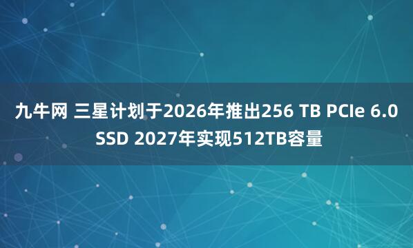 九牛网 三星计划于2026年推出256 TB PCIe 6.0 SSD 2027年实现512TB容量