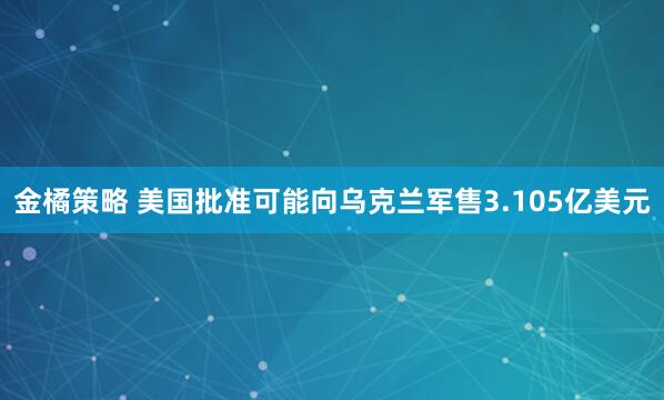 金橘策略 美国批准可能向乌克兰军售3.105亿美元